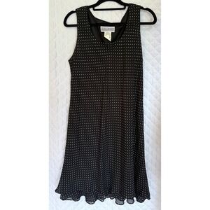 Cottagecore Jessica Howard Black Polka Dot Ruffle Shift Dress Women's Size 14